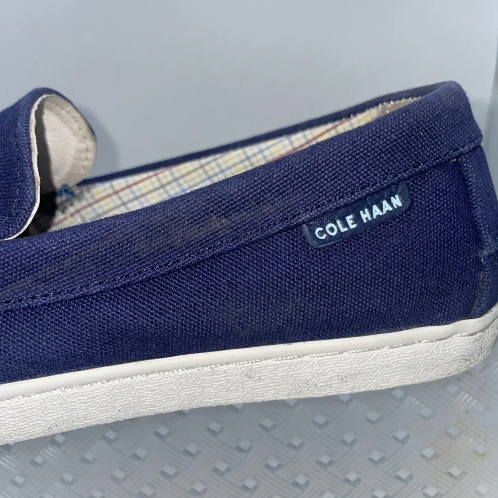 Cole Haan Pinch Maine Classic Navy Canvas Slip On Penny‎ Loafers Shoes Size 8.5